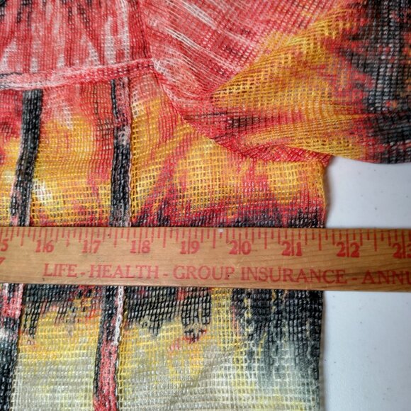 Onque Casuals Shirt Women Large Mesh Orange Yellow Brown Fall Harvest - Picture 5 of 16